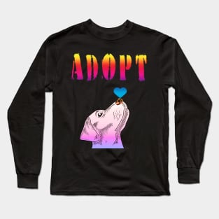 Adopt a dog from an animal shelter. Rescue dogs. Beautiful Labrador head with a blue heart on his nose. Lab lover. Long Sleeve T-Shirt